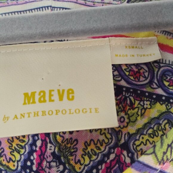 Anthropologie Maeve Caresco Peasant Top Cream Multi Bishop Sleeve Size XS - Picture 10 of 11